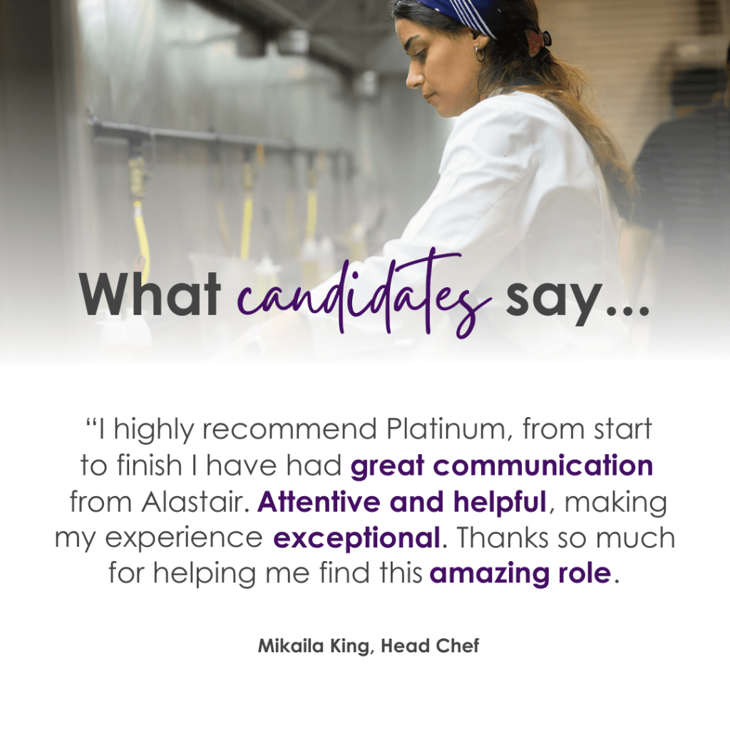 Chef Agency - candidate testimonial by Mikaila King