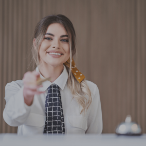 Leadership Skills: happy hotel receptionist