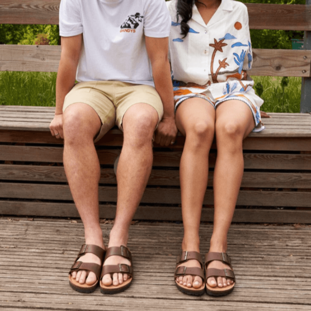 Image of Gandys Brown Leather Double Buckle Strap Sandal
